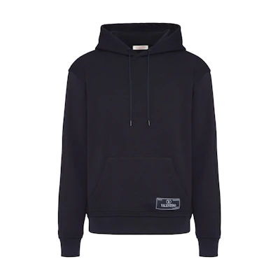 Valentino SS23 Solid Color Navy Blue Hoodie Long Sleeve Sweatshirt VMF26L9K8598