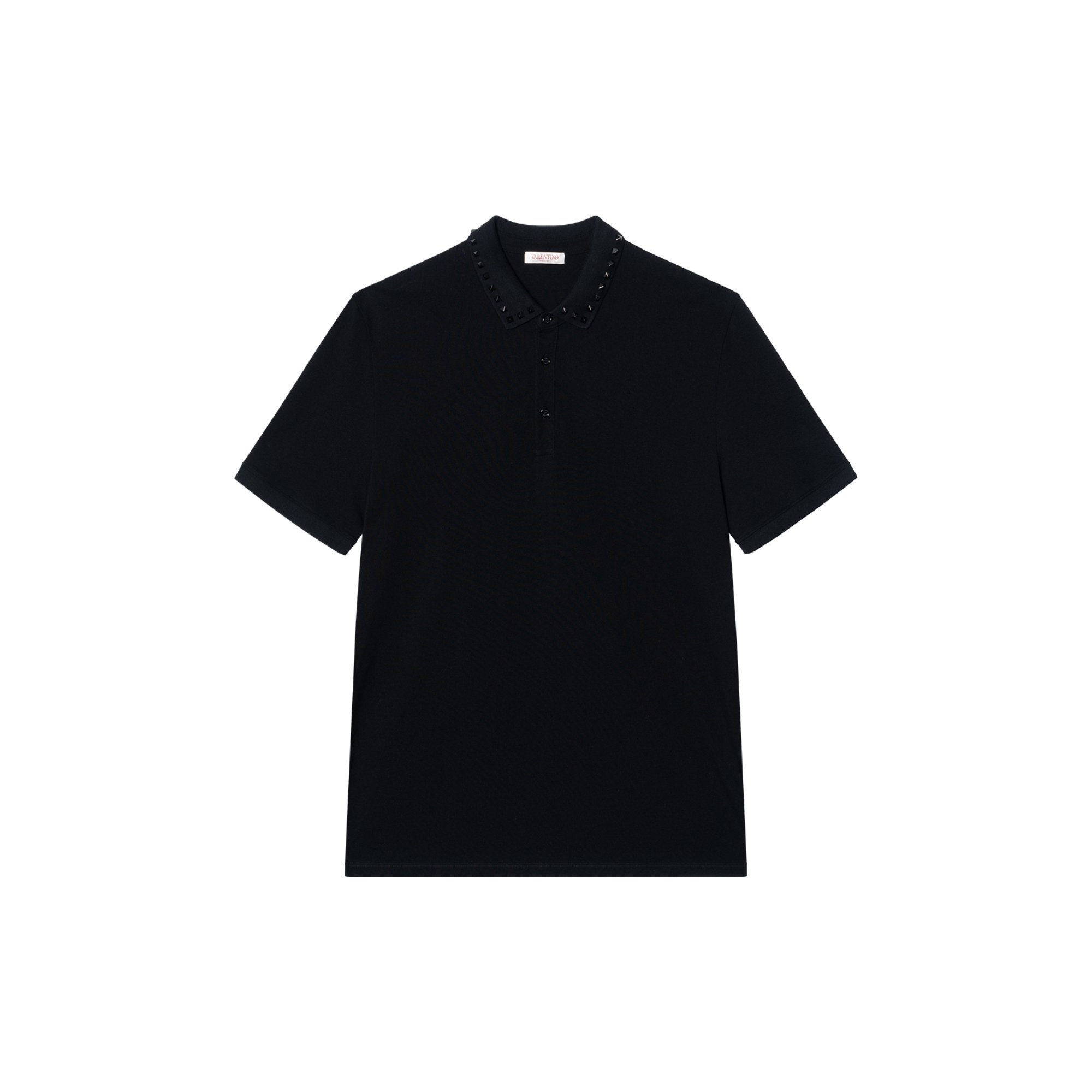 Valentino SS23 Solid Color Studded Polo Shirt Men - Black 2V3MH01K952-0NO