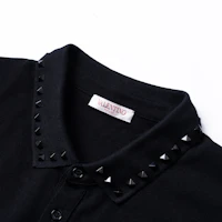 Sizing Valentino SS23 男款純色鉚釘短袖POLO衫 - 黑色 2V3MH01K952-0NO