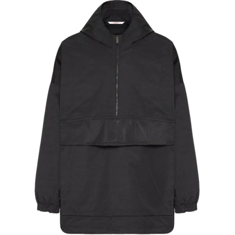 Valentino SS23 Solid Color Zip-Up Hoodie Jacket Men’s Black VCJH659JE-0NO
