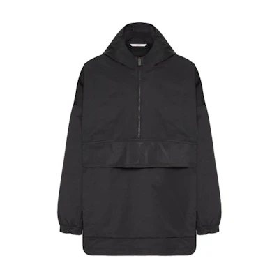Valentino SS23 Solid Color Zip-Up Hoodie Jacket Men’s Black VCJH659JE-0NO