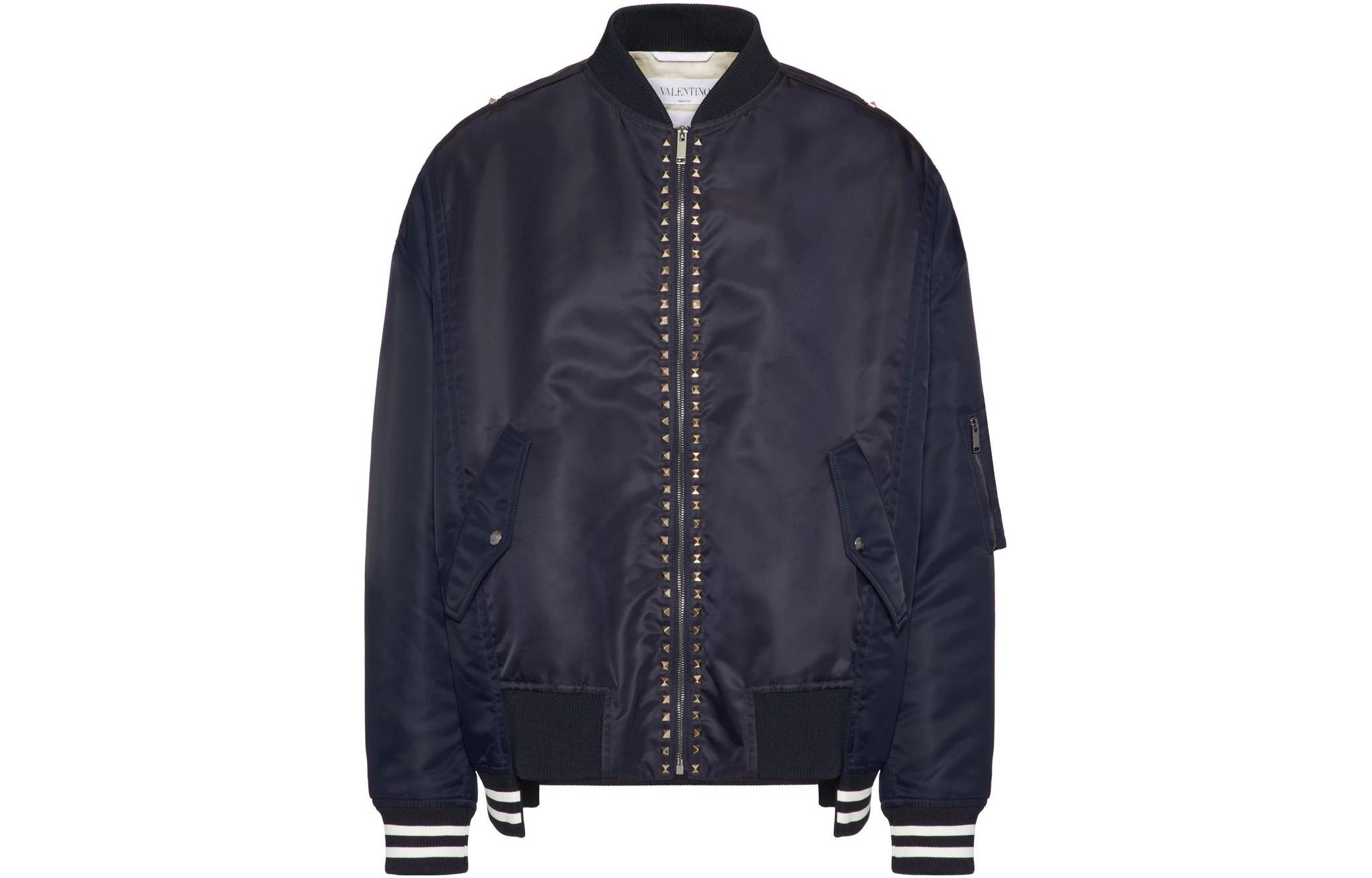 Valentino SS23 Solid Color Zip Baseball Collar Jacket Black LV3CI033-3FP-598