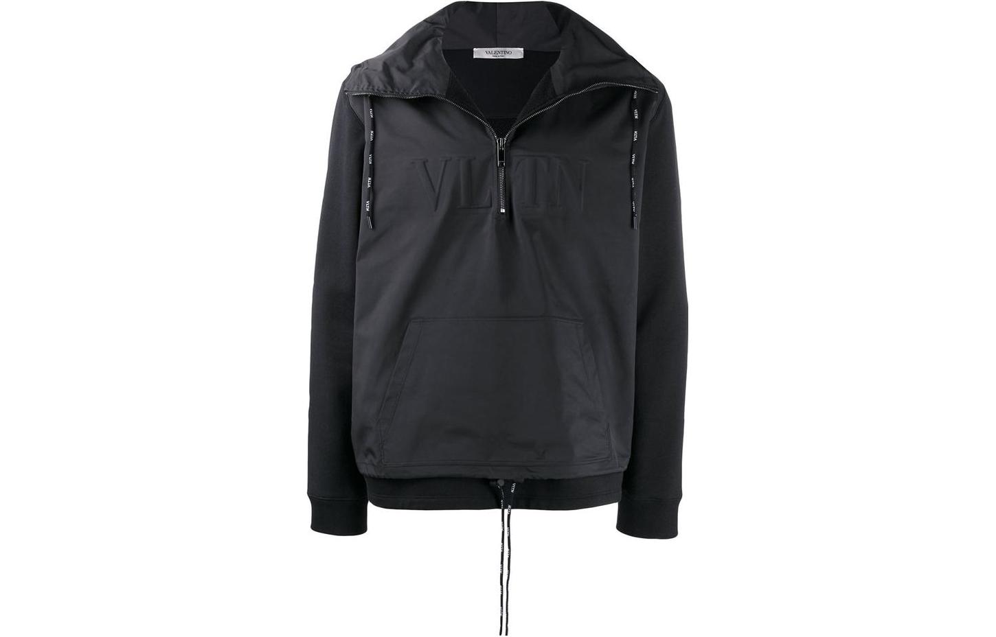 Valentino SS23 Solid Half-Zip Sweatshirt Black SV3MF04H-5HP-0NO