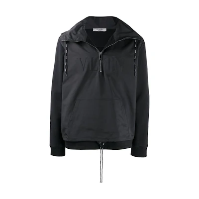 Valentino SS23 Solid Half-Zip Sweatshirt Black SV3MF04H-5HP-0NO