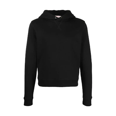 Valentino SS23 Solid Ribbed Hoodie Black VMF22URE-ONO