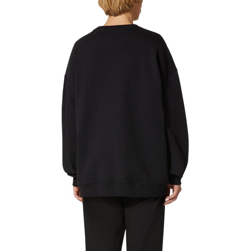 Shop Valentino SS24 花卉印花黑色寬鬆版圓領汗衫。 4V0MF27MA1WYSW
