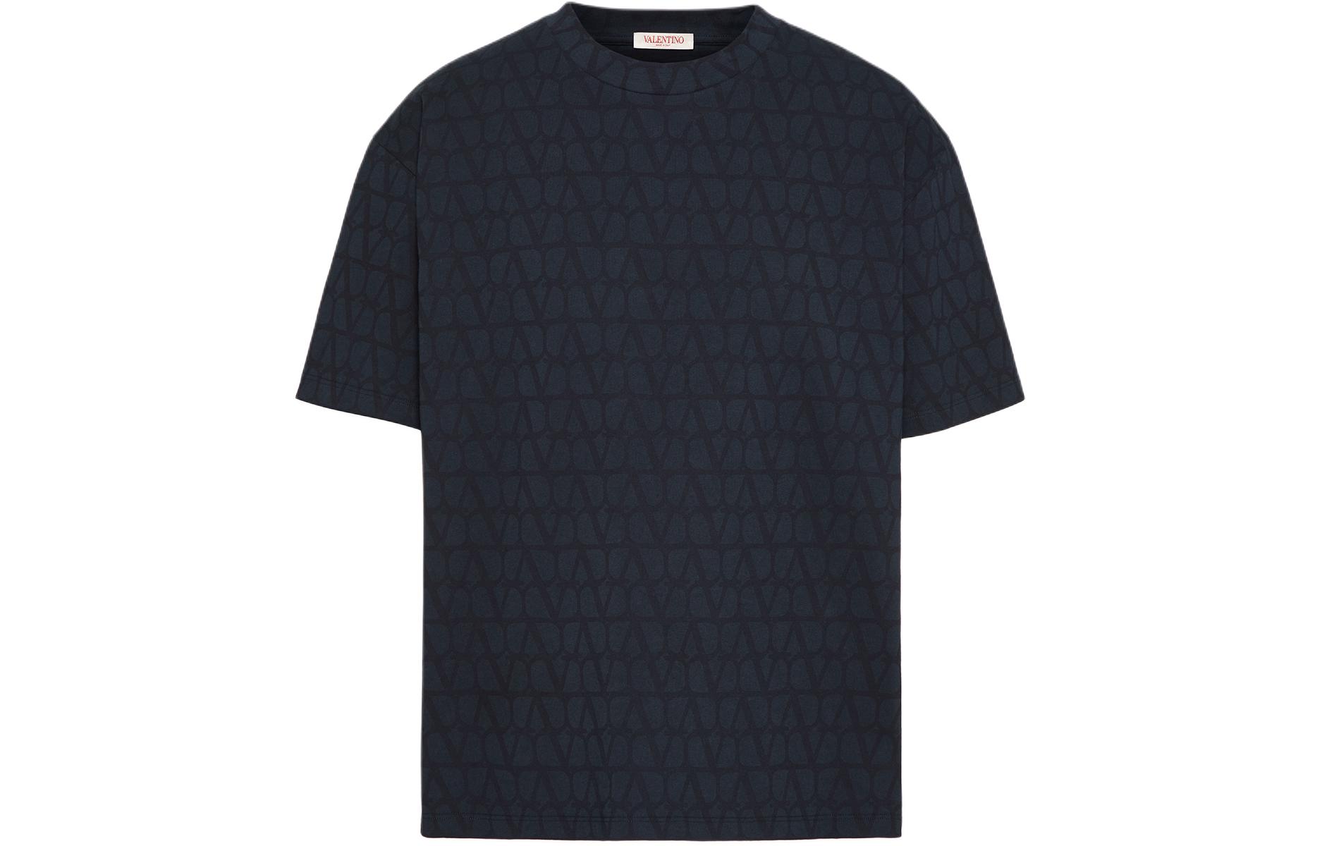 Order Valentino SS24 Camiseta Azul Marino Logo Estampado Corte Relajado. 5V3MG14Y9KC-YE6