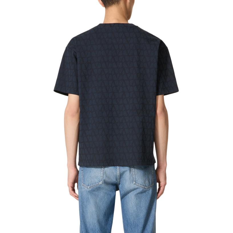 Shop Valentino SS24 Camiseta Azul Marino Logo Estampado Corte Relajado. 5V3MG14Y9KC-YE6