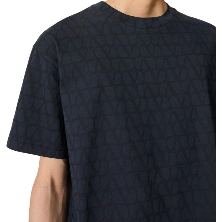 Details for Valentino SS24 Camiseta Azul Marino Logo Estampado Corte Relajado. 5V3MG14Y9KC-YE6
