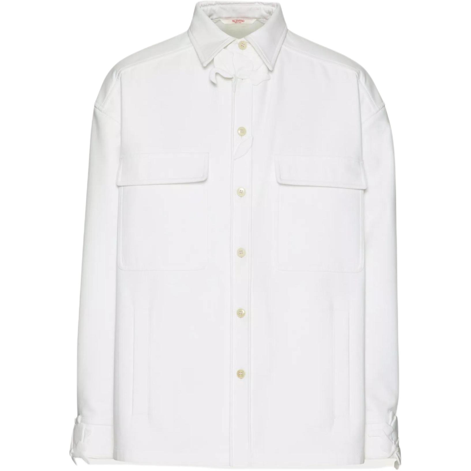 Valentino SS24 Floral Embroidered White Single-Breasted Jacket for Men 4VOCIN62AOTOBO