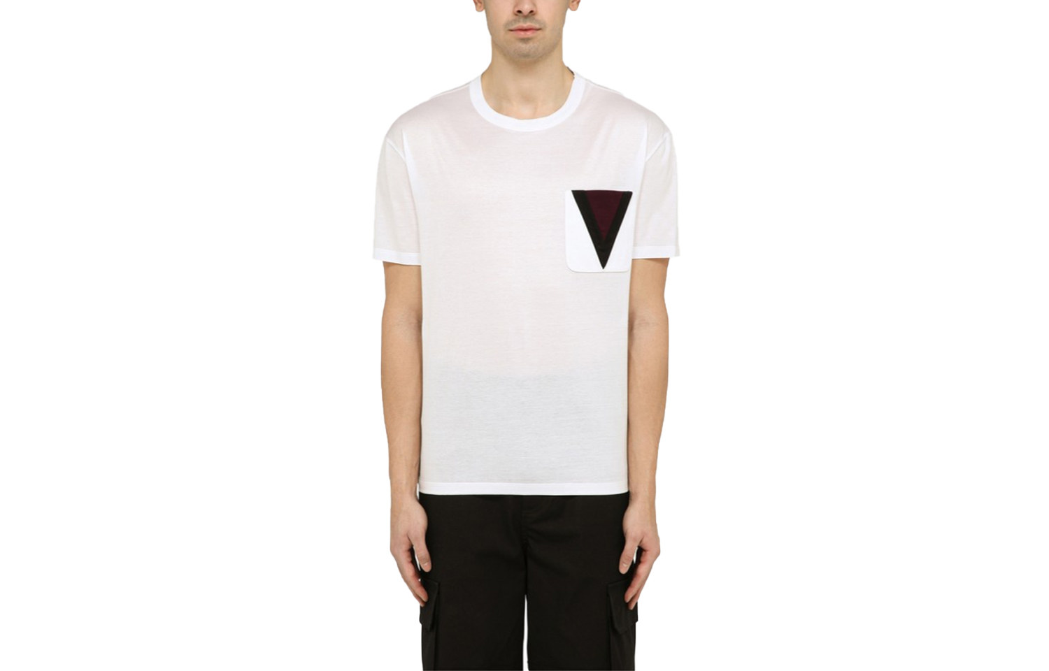 Valentino SS24 Geometric Pattern Crew Neck Short Sleeve T-Shirt White 4V3MG01F9Y20BO