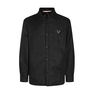 Valentino SS24 Monochrome Button-Up Shirt Jacket Black Men’s VCIO068JB372
