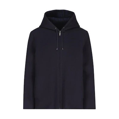 Valentino SS24 Reversible Logo Print Hooded Jacket Blue VCJD489V3K9G