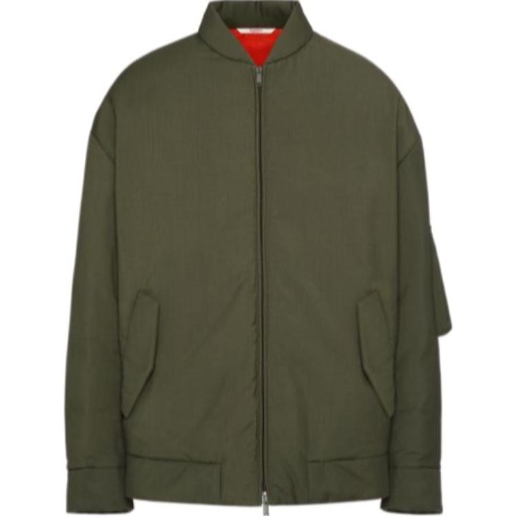 Valentino SS24 Solid Color Zip-Up Oversized Jacket Military Green 5V0CNC6025S825