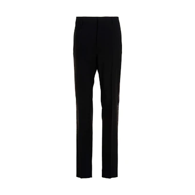 Valentino SS25 Black Straight-Leg Pants with Side Stripe Detail XV3RBH3182D0NO