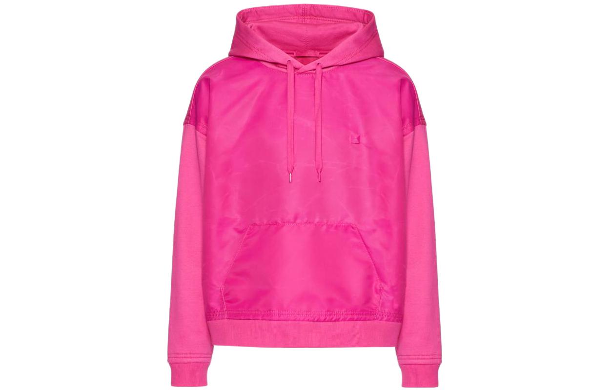 Valentino SS25 Pink Studded Solid Color Hoodie for Men 1V0MF22W8Y3UWT