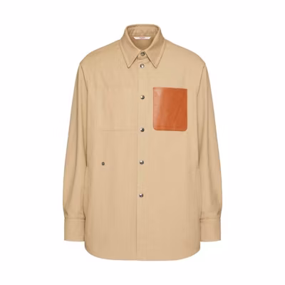 Valentino SS25 Solid Button-Up Shirt Coffee Brown Shirt 2V3CIF2380W-0BG