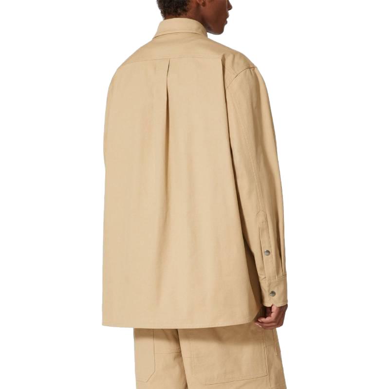 Shop Valentino SS25 咖啡棕色纯色纽扣衬衫 2V3CIF2380W-0BG