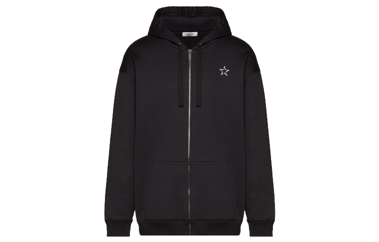 Valentino Star Zip Hoodie Black Long Sleeve TV3MF10W63B0NI