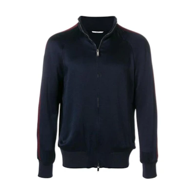 Valentino Striped Full-Zip Knit Jacket Navy Blue PV0CI0M9500G92