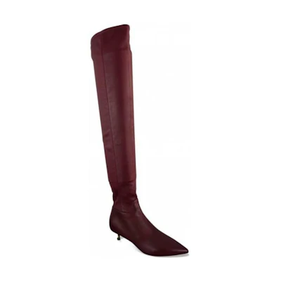 Valentino Twisted Heel Over-The-Knee Boots 'Burgundy'