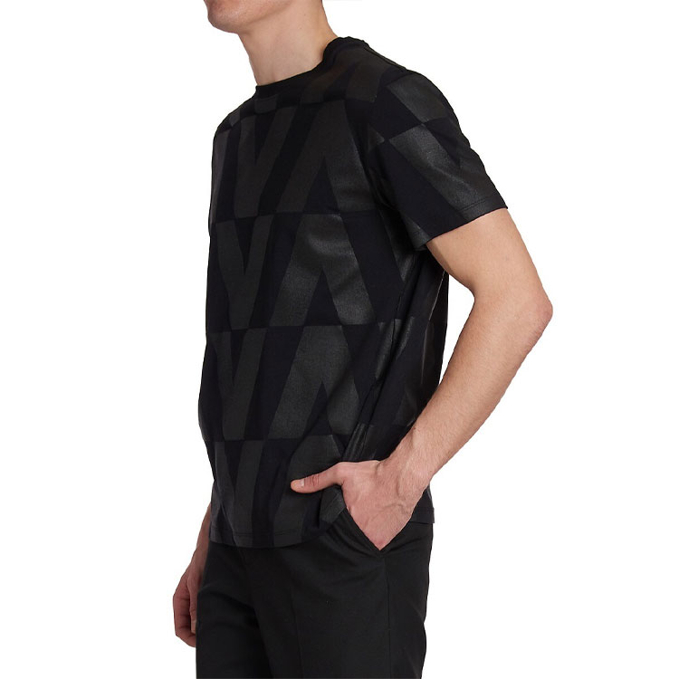 Valentino V-Logo Coated Print Cotton T-Shirt Black Men FW21 WV0MG10Y7V8G34 圖 5