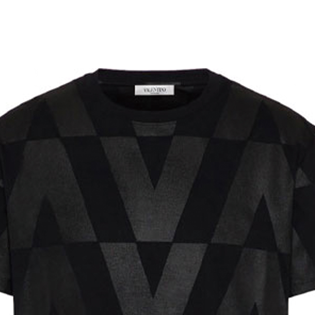 Valentino V-Logo Coated Print Cotton T-Shirt Black Men FW21 WV0MG10Y7V8G34 圖 6
