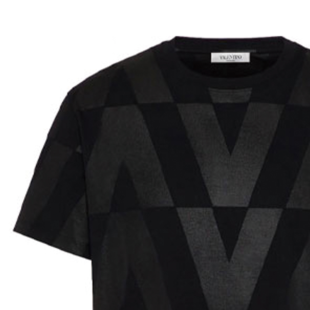 Valentino V-Logo Coated Print Cotton T-Shirt Black Men FW21 WV0MG10Y7V8G34 圖 7