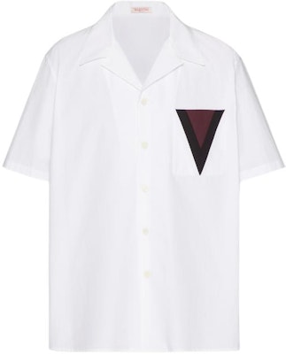 Valentino V字細節白色棉質短袖保齡球衫 休閒襯衫 VAAI904WWKR7 Buy Valentino V字細節白色棉質短袖保齡球衫 休閒襯衫 VAAI904WWKR7