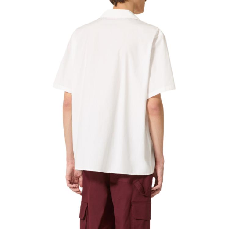 Shop Valentino V字細節白色棉質短袖保齡球衫 休閒襯衫 VAAI904WWKR7