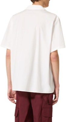 Valentino V字細節白色棉質短袖保齡球衫 休閒襯衫 VAAI904WWKR7 Shop Valentino V字細節白色棉質短袖保齡球衫 休閒襯衫 VAAI904WWKR7