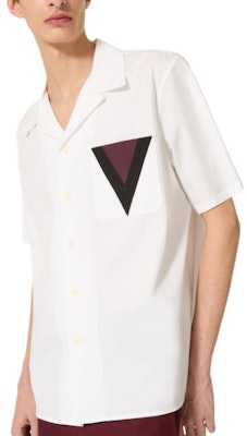 Valentino V字細節白色棉質短袖保齡球衫 休閒襯衫 VAAI904WWKR7 Details for Valentino V字細節白色棉質短袖保齡球衫 休閒襯衫 VAAI904WWKR7