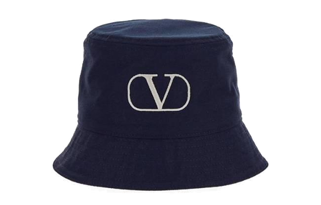 Valentino V Logo Cotton Bucket Hat Blue -  Fashion Accessory 2Y2HGA32HCY671