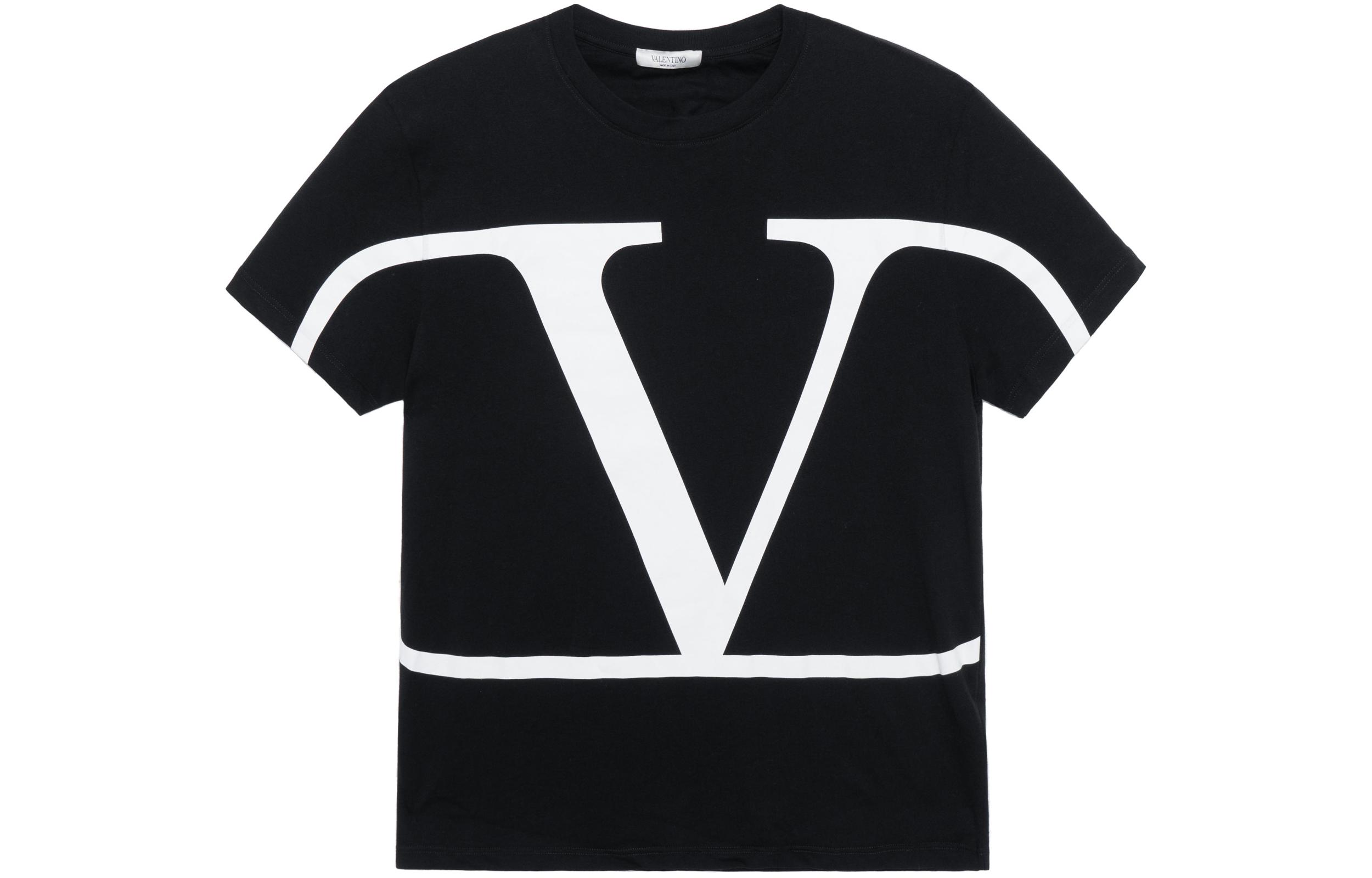 Valentino V Logo Large Print Black T-Shirt SV3MG02T5F60NI