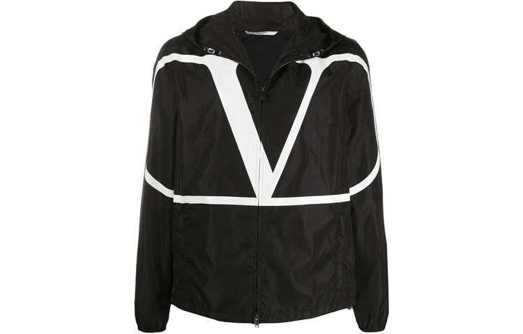 Valentino VLogo Full-Zip Hoodie Jacket Black Casual Outerwear TV3CI3555Y40NI