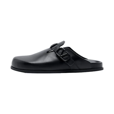 Valentino VLOGO Leather Slides 'Black'