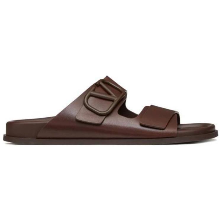 Valentino Vlogo Leather Slides 'Brown Logo' 圖 2