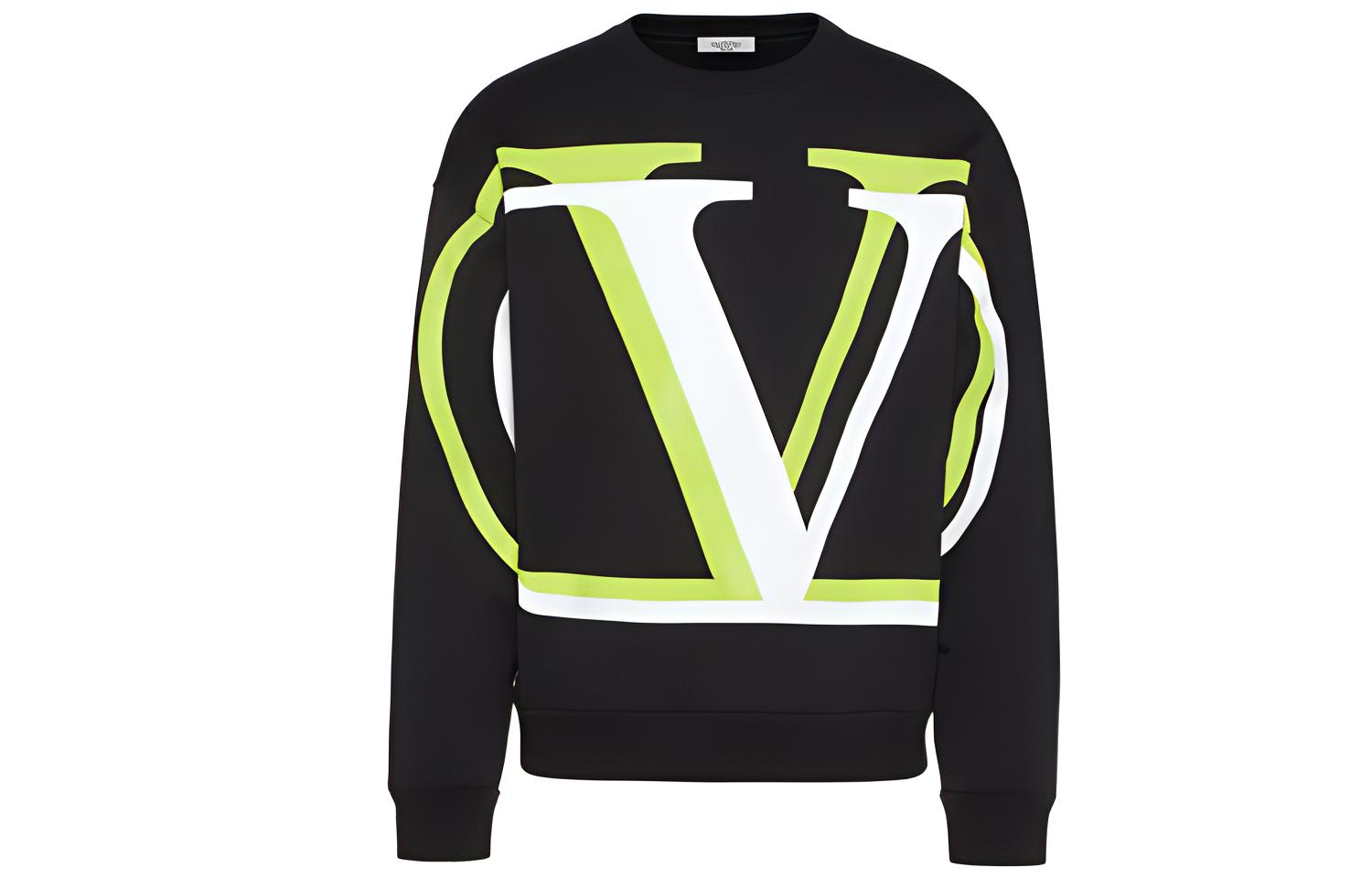 Valentino Vlogo Shadow Green Floral Pullover Hoodie Black UV3MF15B6K6PM6