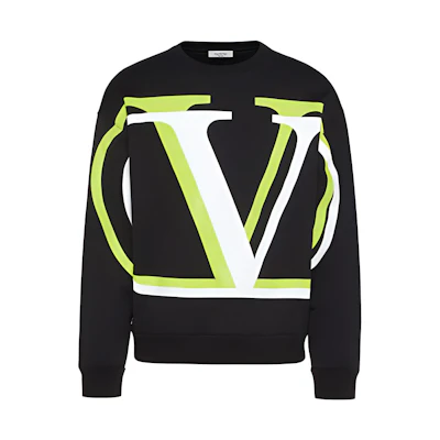 Valentino Vlogo Shadow Green Floral Pullover Hoodie Black UV3MF15B6K6PM6