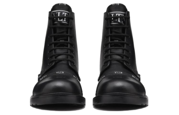 Shop Valentino華倫天奴 VLTN 皮革 時尚簡約 短筒 馬丁靴 男款 黑色