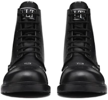 Shop Valentino華倫天奴 VLTN 皮革 時尚簡約 短筒 馬丁靴 男款 黑色