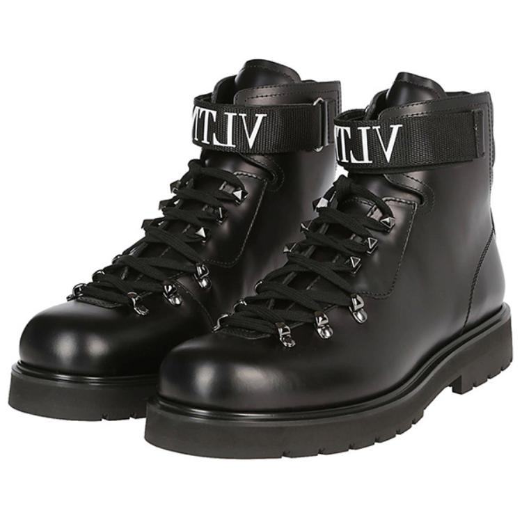 Lookbook 발렌티노 VLTN 블랙 가죽 레이스업 부츠 QY0S0B29KIVK97