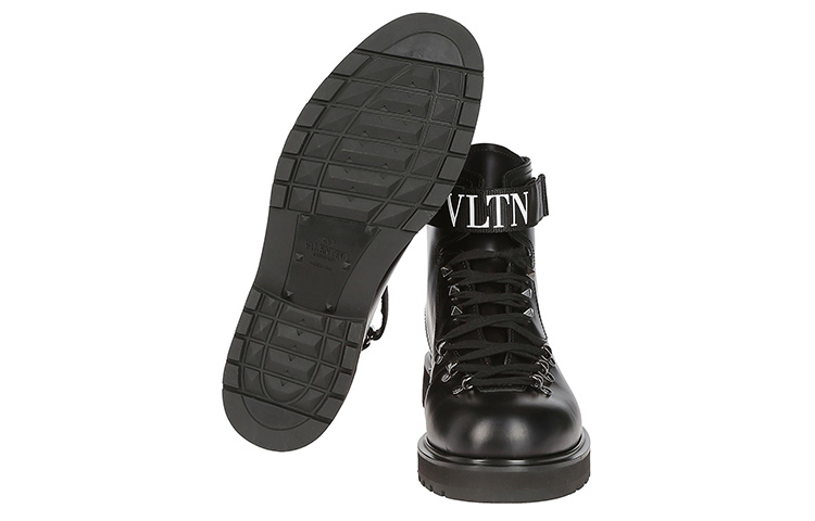 Purchase 발렌티노 VLTN 블랙 가죽 레이스업 부츠 QY0S0B29KIVK97