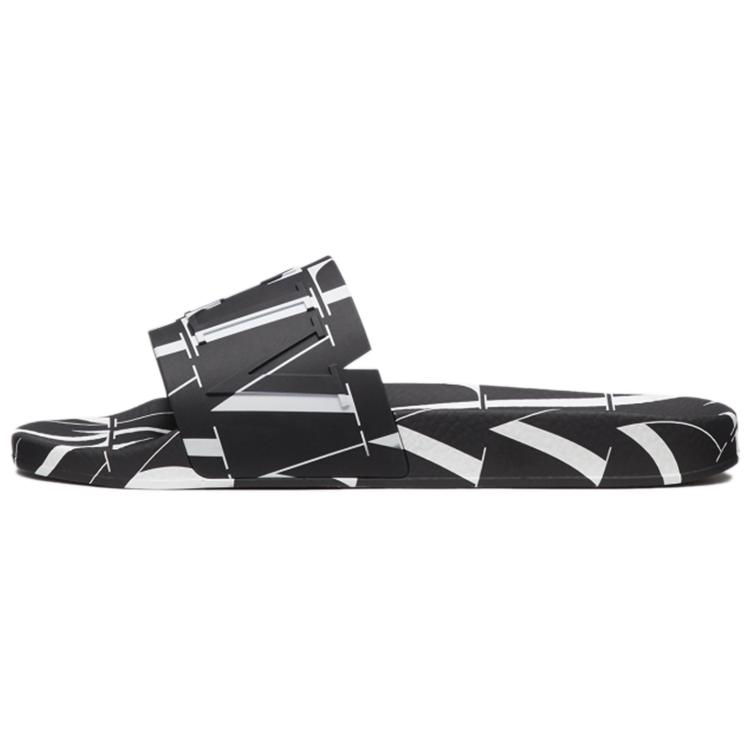 Buy ヴァレンティノ VLTN ラバースライド (黒/白ロゴ) VY2S0873YRJ0NI