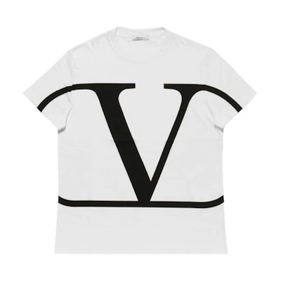 Valentino White Crewneck T-Shirt with Letter Logo TV3MG02T5F6A01