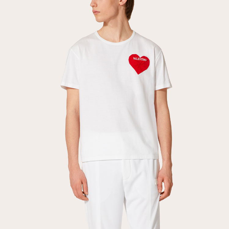 Valentino White Heart Embroidered Short Sleeve T-Shirt WV3MG10M7NSA33 圖 3