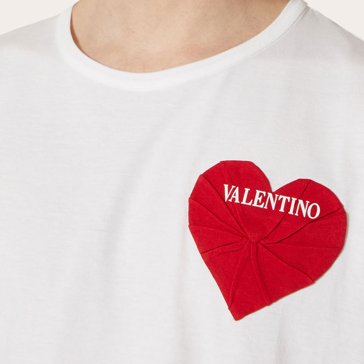 Valentino White Heart Embroidered Short Sleeve T-Shirt WV3MG10M7NSA33 圖 6