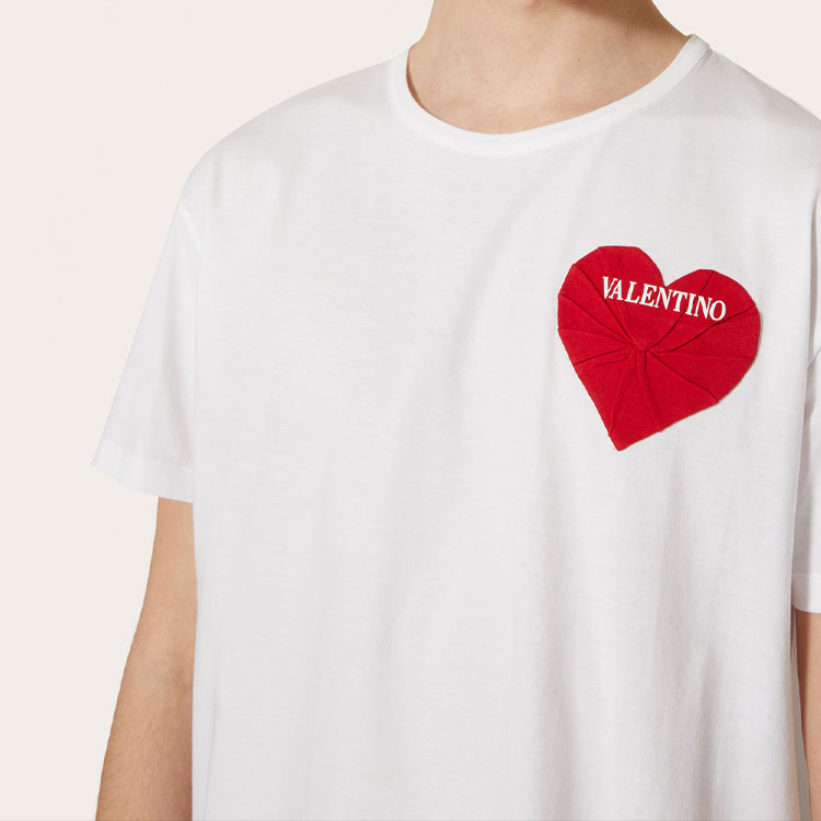 Valentino White Heart Embroidered Short Sleeve T-Shirt WV3MG10M7NSA33 圖 7