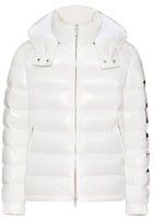 Valentino White Hooded Down Jacket with VLTN Print on Left Sleeve UV0CNA316SQA01 Valentino White Hooded Down Jacket with VLTN Print on Left Sleeve UV0CNA316SQA01