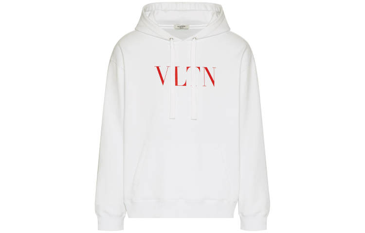 Valentino White Hoodie with Logo Letter Print Long Sleeve WV3MF14F3TVA33